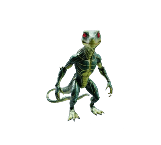 a green reptilian character with red eyes, full body, t pose, fantasy