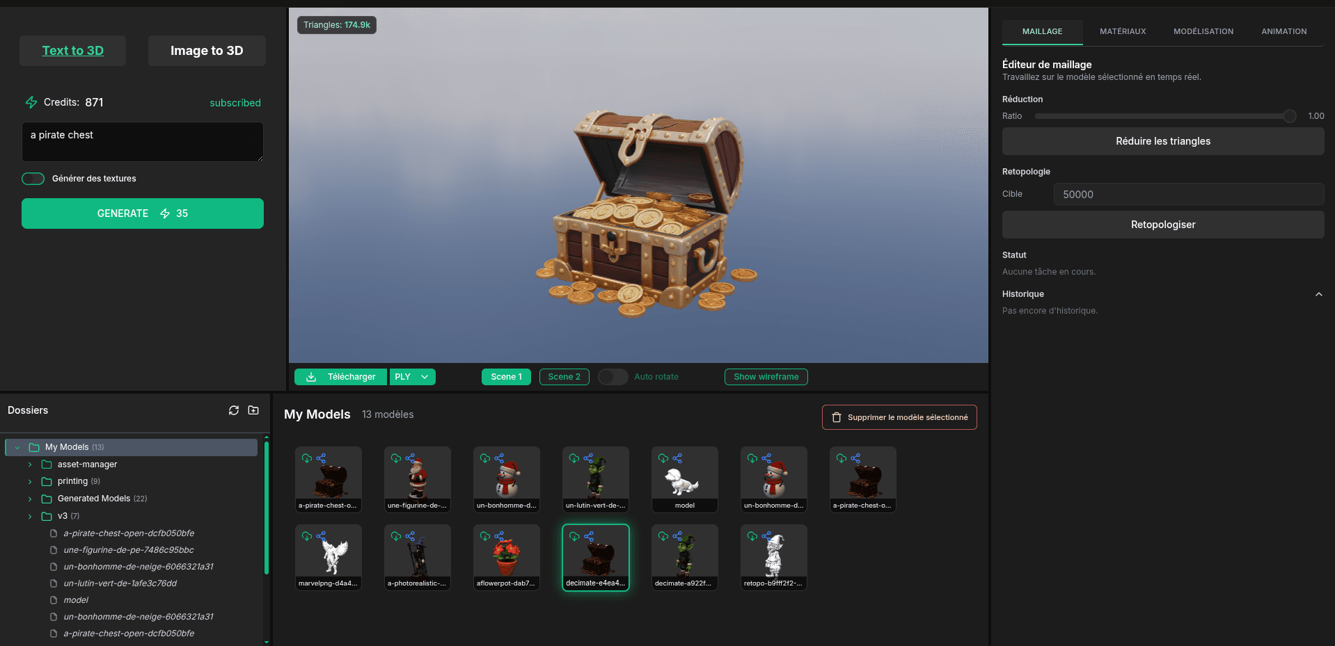 MeshEpic dashboard for managing 3D assets